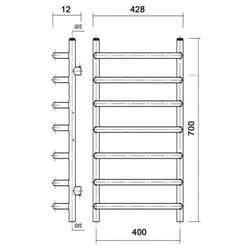 Купить Полотенцесушитель Domoterm Стефано бронза П7 водяной 400х700 мм по низкой цене