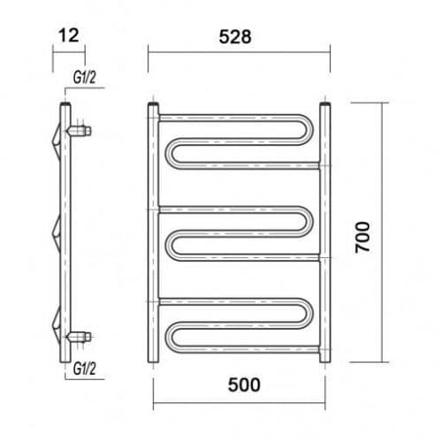 Купить Полотенцесушитель Domoterm Офелия бронза П9 электрический, правое подключение 500х700 мм по низкой цене