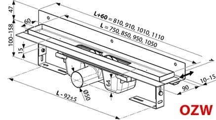 Купить Желоб душевой Ravak Runway OZW душевой сточный 950 мм по низкой цене
