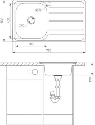 Купить Мойка Zigmund & Shtain Rechteck 790.8 кухонная стальная Лен по низкой цене