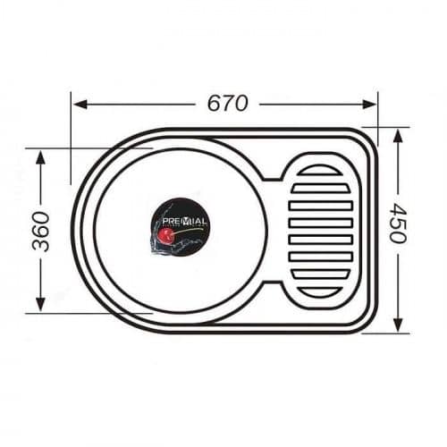 Купить Мойка Premial 6745 кухонная стальная полированная 0,8 мм по низкой цене