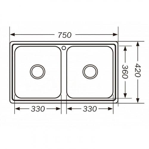 Купить Мойка Premial 7542 кухонная, две чаши, стальная, полированная 0,8 мм по низкой цене