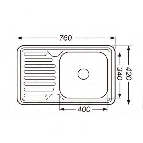 Купить Мойка Premial 7642 кухонная стальная полированная 0,8 мм по низкой цене