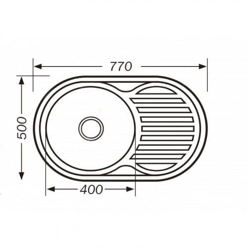 Купить Мойка Premial 7750 кухонная, овальная, стальная, матовая 0,8 мм по низкой цене