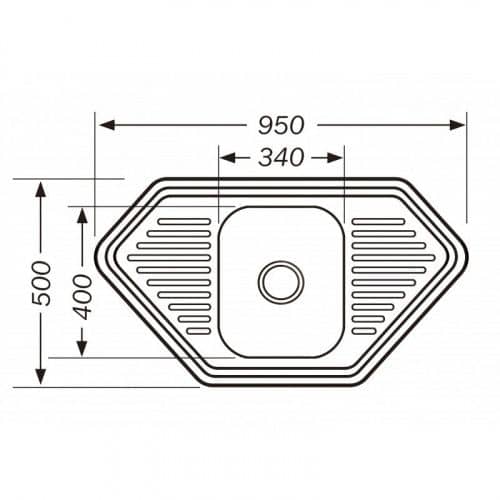 Купить Мойка Premial 9550B кухонная, трапеция, стальная, полированная 0,8 мм по низкой цене