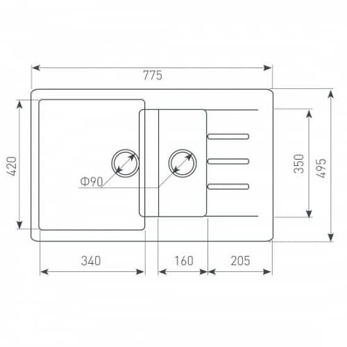 Купить Мойка Zigmund & Shtain Rechteck 775.2 кухонная гранитная Черный базальт по низкой цене