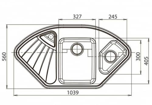 Купить Мойка GranFest Corner GF-C1040E кухонная, композитная, белая, угловая 1039х560 мм по низкой цене