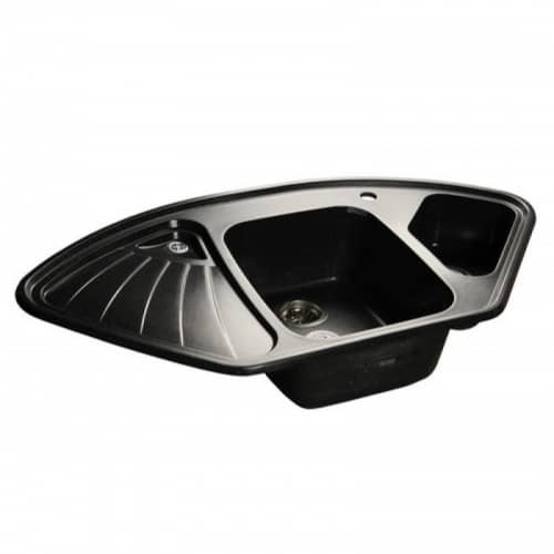Купить Мойка GranFest Corner GF-C1040E кухонная, композитная, черная, угловая 1039х560 мм по низкой цене