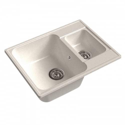 Купить Мойка GranFest Quarz GF-Z09 кухонная, композитная, белая, двухсекционная 620х480 мм по низкой цене