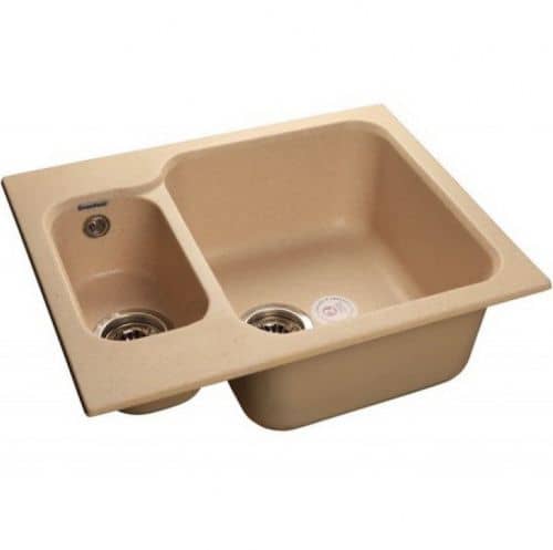 Купить Мойка GranFest Standart GF-S615K кухонная, композитная, бежевая, двухсекционная 612х495 мм по низкой цене
