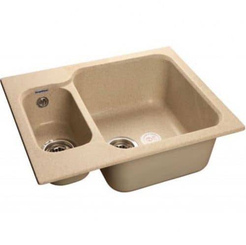 Купить Мойка GranFest Standart GF-S615K кухонная, композитная, песочная, двухсекционная 612х495 мм по низкой цене