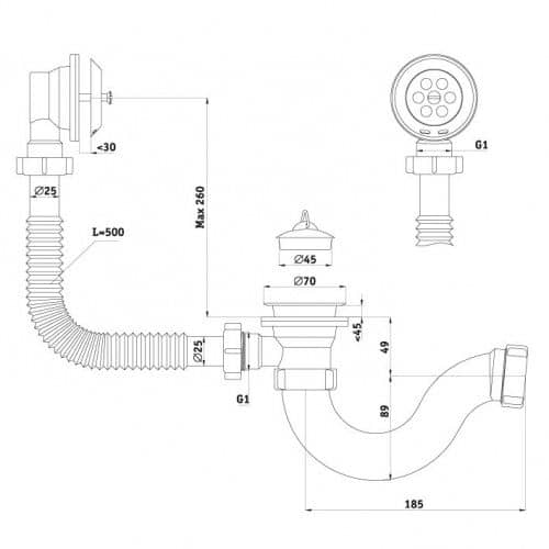 Купить Слив-перелив АниПласт Е150 для ванны по низкой цене