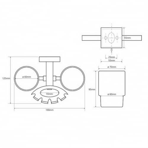 Купить Держатель зубных щеток со стаканами Bemeta Beta 132110042 хром по низкой цене
