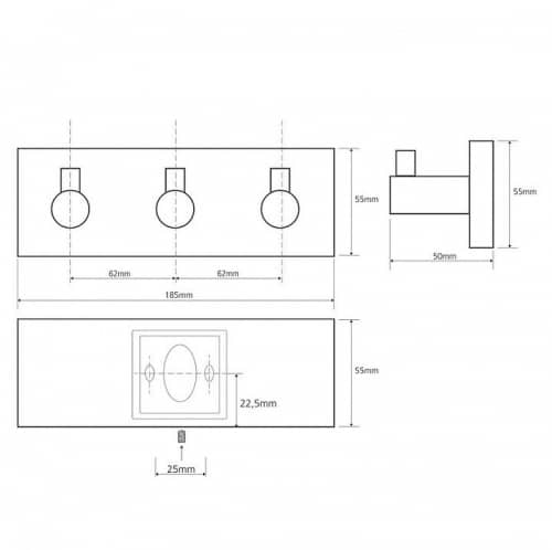Купить Планка Bemeta Beta с тремя крючками 132405232 хром по низкой цене