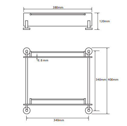Купить Полочка Bemeta Omega стеклянная 104202122 двойная хром по низкой цене