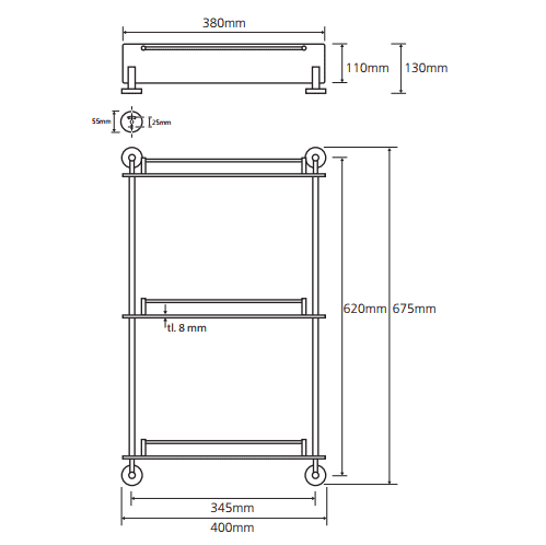 Купить Полочка Bemeta Omega стеклянная 104202132 тройная хром по низкой цене