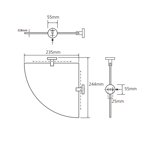 Купить Полочка Bemeta Neo стеклянная 104102015 угловая матовая по низкой цене