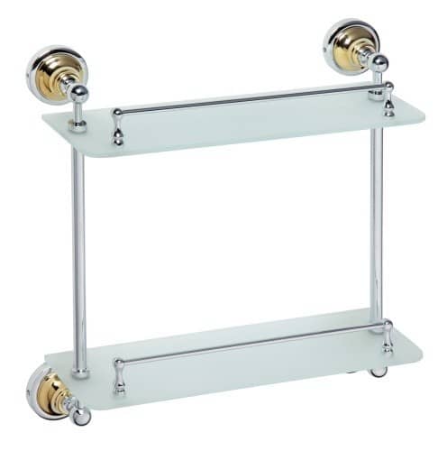 Купить Полочка Bemeta Retro стеклянная 144202128 хром/золото по низкой цене