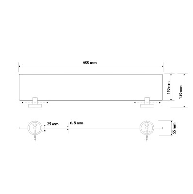 Купить Полочка Bemeta Dark стеклянная 104102040 лак по низкой цене