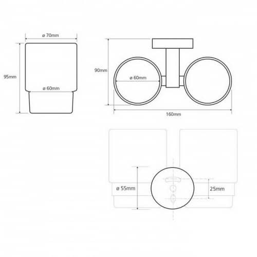 Купить Держатель зубных щеток со стаканами Bemeta Omega 104110022 хром по низкой цене