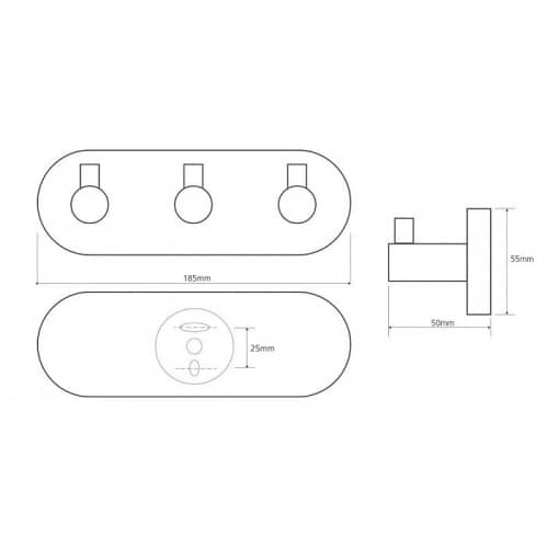 Купить Планка Bemeta Omega с тремя крючками 104405232 хром по низкой цене