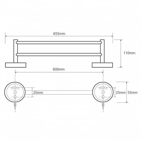 Купить Полотенцедержатель Bemeta Omega 104104052 двойной хром по низкой цене