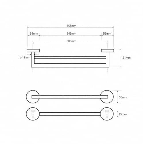 Купить Полотенцедержатель Bemeta Omega 104204052 двойной хром по низкой цене