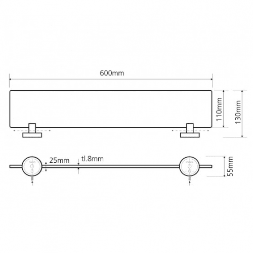 Купить Полочка Bemeta Omega стеклянная 104102042 хром по низкой цене