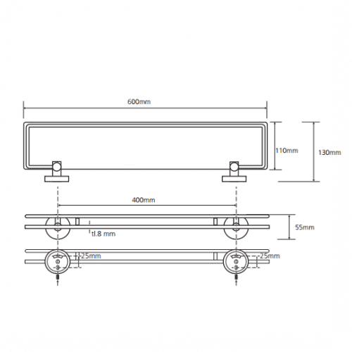 Купить Полочка Bemeta Omega стеклянная 104102212 хром по низкой цене