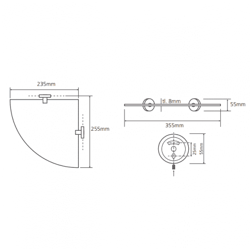 Купить Полочка Bemeta Omega стеклянная 104102012 угловая хром по низкой цене