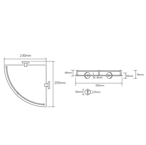 Купить Полочка Bemeta Omega стеклянная 104202162 угловая хром по низкой цене