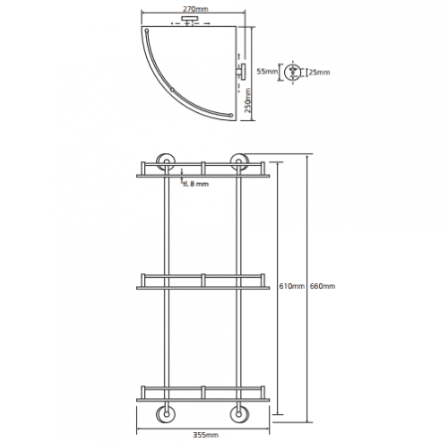 Купить Полочка Bemeta Omega стеклянная 104202152 тройная угловая хром по низкой цене
