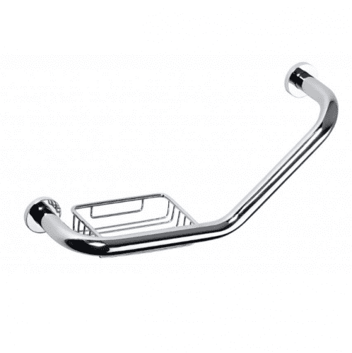Купить Поручень Bemeta Omega изогнутый для ванной 102307032 с мыльницей хром по низкой цене