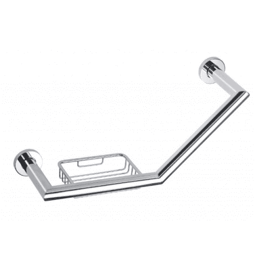 Купить Поручень Bemeta Omega 104307631 изогнутый для ванной с мыльницей хром по низкой цене