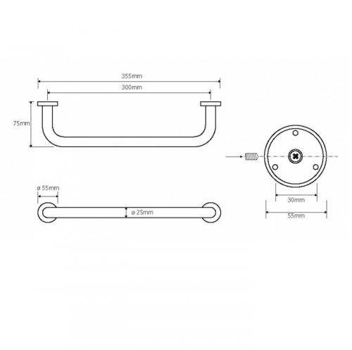Купить Поручень Bemeta Omega прямой для ванной 102307012 хром по низкой цене