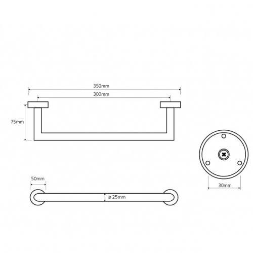 Купить Поручень Bemeta Omega прямой для ванной 104307611 хром по низкой цене
