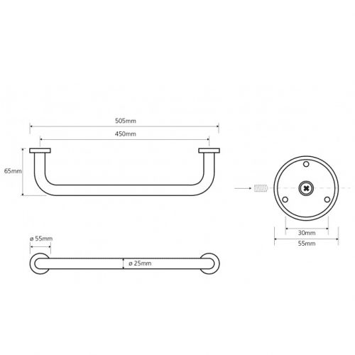 Купить Поручень Bemeta Omega прямой для ванной 102307052 хром по низкой цене