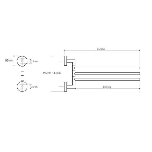 Купить Полотенцедержатель Bemeta Omega 104204112 тройной поворотный хром по низкой цене