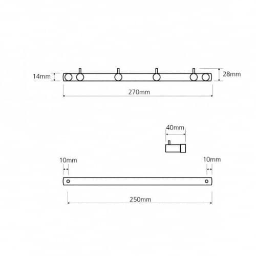 Купить Планка Bemeta Neo с четырьмя крючками 104606105 матовая по низкой цене