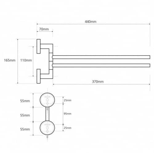 Купить Полотенцедержатель Bemeta Neo 104204105 двойной поворотный матовый по низкой цене