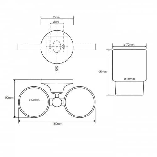 Купить Держатель зубных щеток со стаканами Bemeta Retro 144310022 подвесной хром по низкой цене