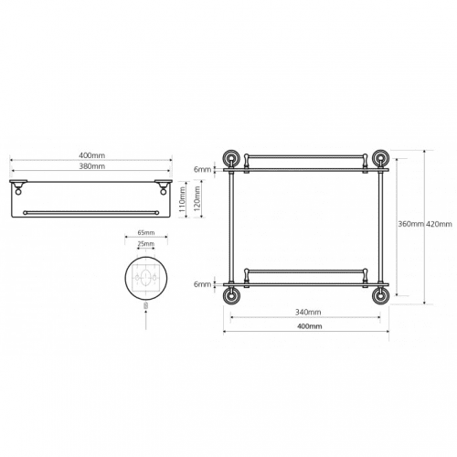 Купить Полочка Bemeta Retro стеклянная 144202128 хром/золото по низкой цене
