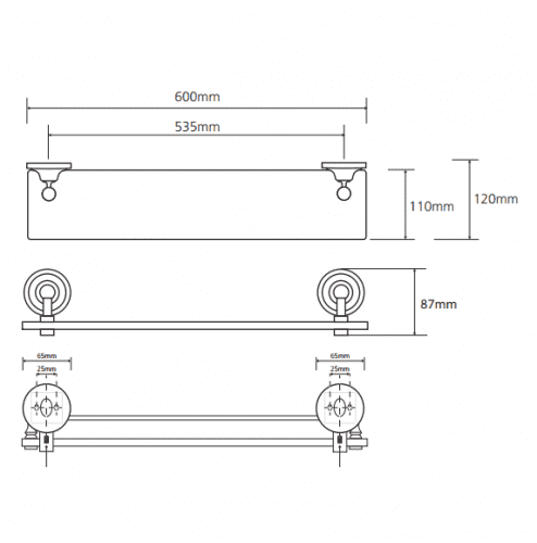 Купить Полочка Bemeta Retro стеклянная 144202248 хром/золото по низкой цене