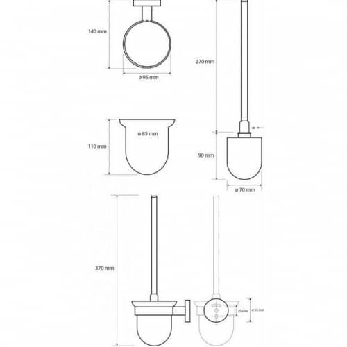Купить Ершик Bemeta Dark подвесной 104113010 черная щетка лак по низкой цене