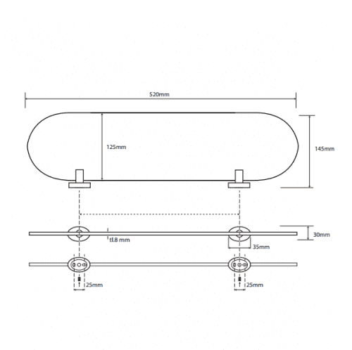 Купить Полочка Bemeta Oval стеклянная 118402031 хром по низкой цене