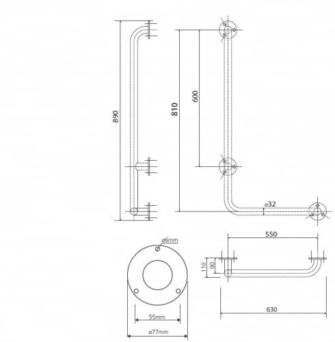 Купить Поручень Bemeta Help Program 301112041 для душа левый глянцевый 890х630 мм по низкой цене