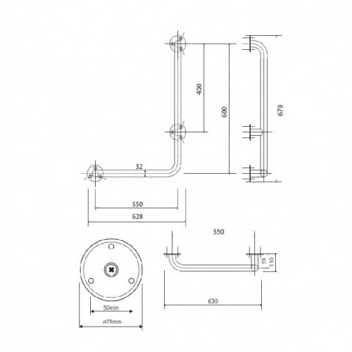 Купить Поручень Bemeta Help Program 301112062 для душа правый матовый 680х630 мм по низкой цене
