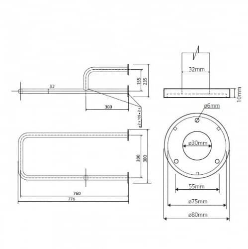 Купить Поручень Bemeta Help Program опорный 301112162 правый матовый по низкой цене