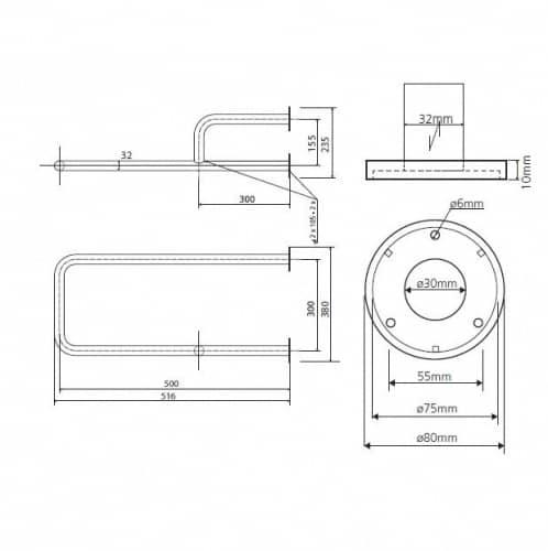 Купить Поручень Bemeta Help Program опорный 301122111 правый глянцевый по низкой цене