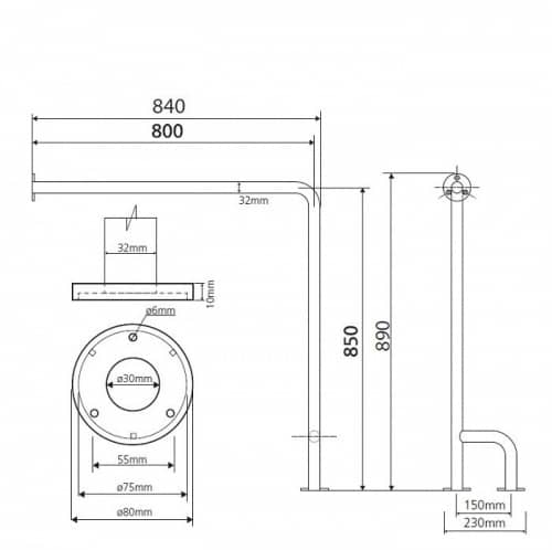 Купить Поручень Bemeta Help Program опорный 301122141 правый глянцевый по низкой цене